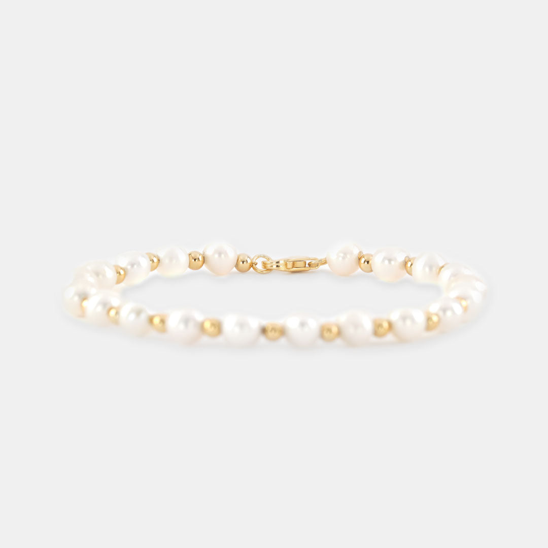 Gold Plated Silver Pearl Bead Bracelet