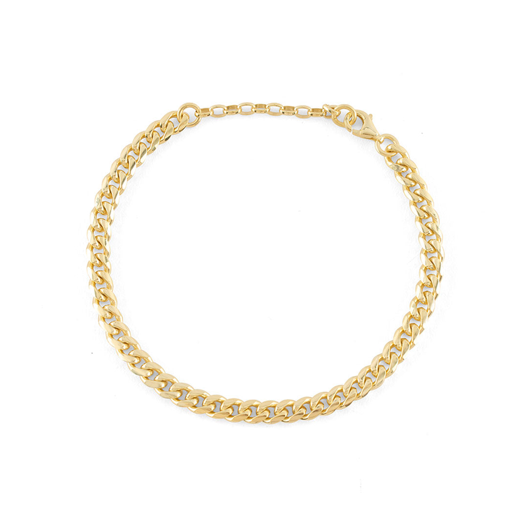 Gold 5mm Curb Bracelet with lobster clasp and adjustor chain - Serge DeNimes