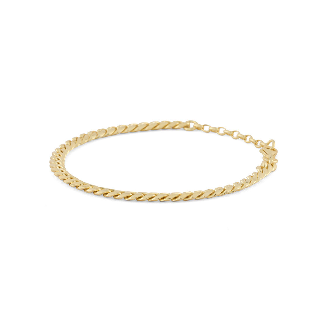 Gold 5mm Curb Bracelet with lobster clasp and adjustor chain - Serge DeNimes