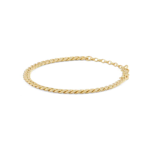 Gold 5mm Curb Bracelet with lobster clasp and adjustor chain - Serge DeNimes