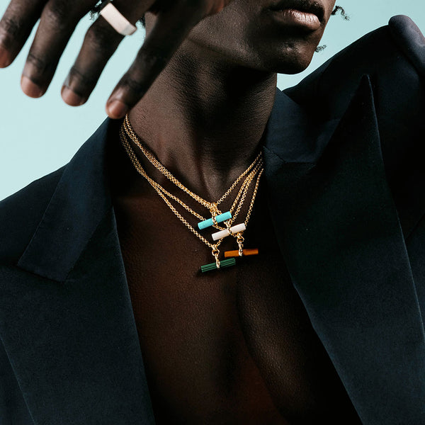 Gold Mother Of Pearl T-Bar Necklace - Serge DeNimes