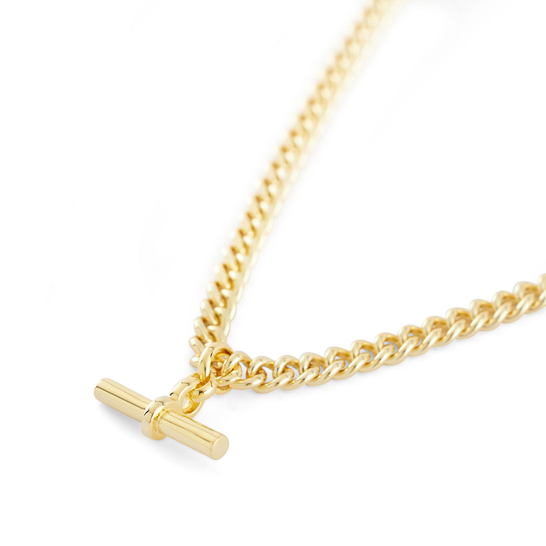Gold Curb T-Bar Necklace - Serge DeNimes