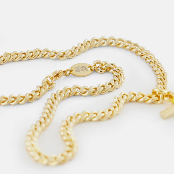 Gold Curb T-Bar Necklace