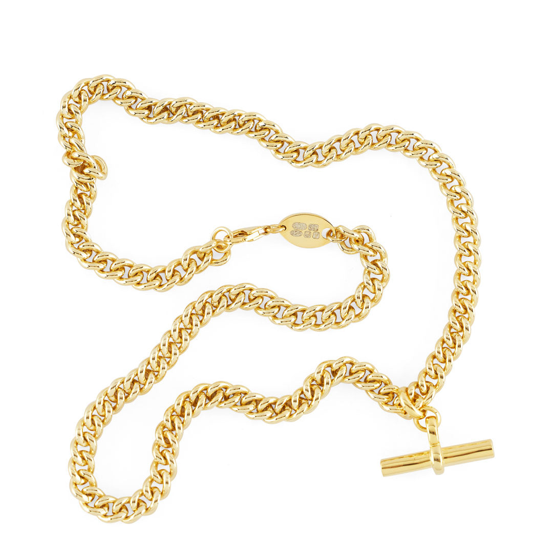 Gold Curb T-Bar Necklace - Serge DeNimes