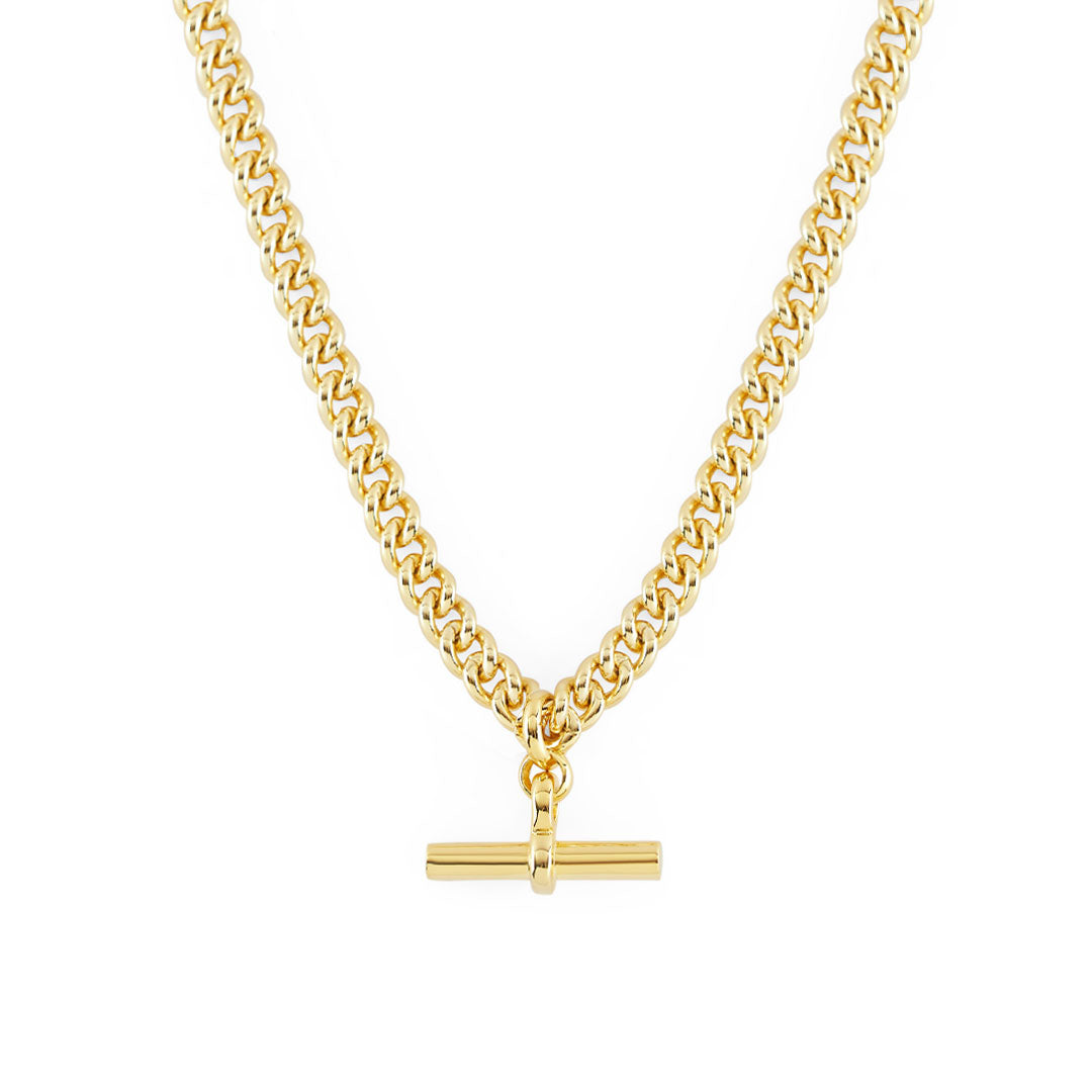 Gold Curb T-Bar Necklace - Serge DeNimes