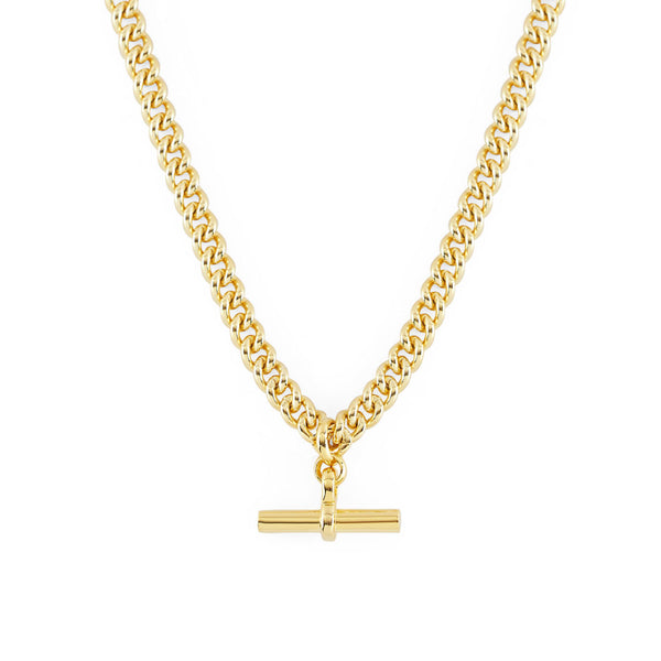 Gold Curb T-Bar Necklace - Serge DeNimes