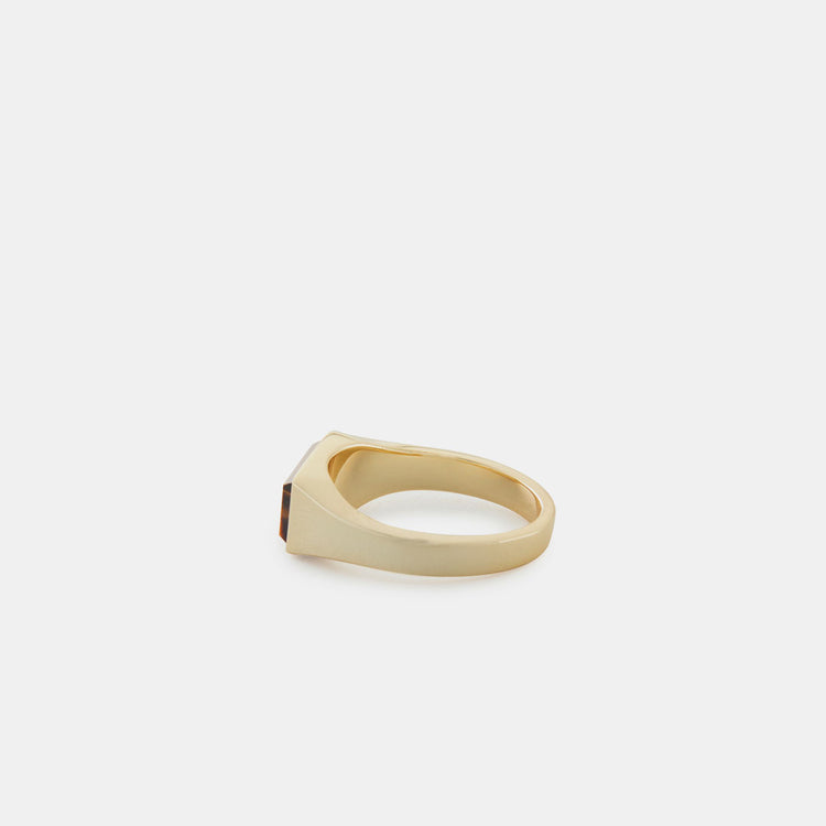 Gold Plated Silver Rectangle Tigers Eye Ring
