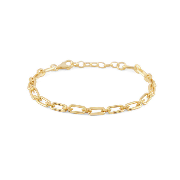 Gold plated Silver bracelet with alternating long oval links and smaller dotted links - Serge DeNimes