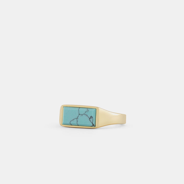 Gold Plated Silver Rectangle Turquoise Ring