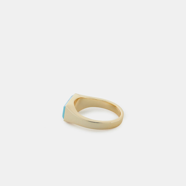Gold Plated Silver Rectangle Turquoise Ring