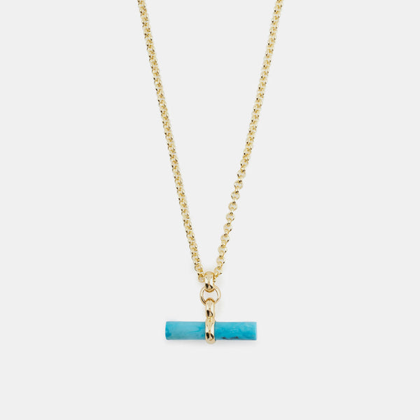 Gold Turquoise T-Bar Necklace