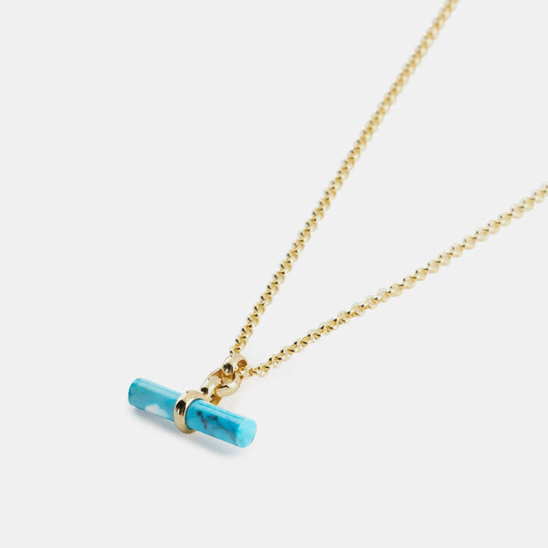 Gold Turquoise T-Bar Necklace