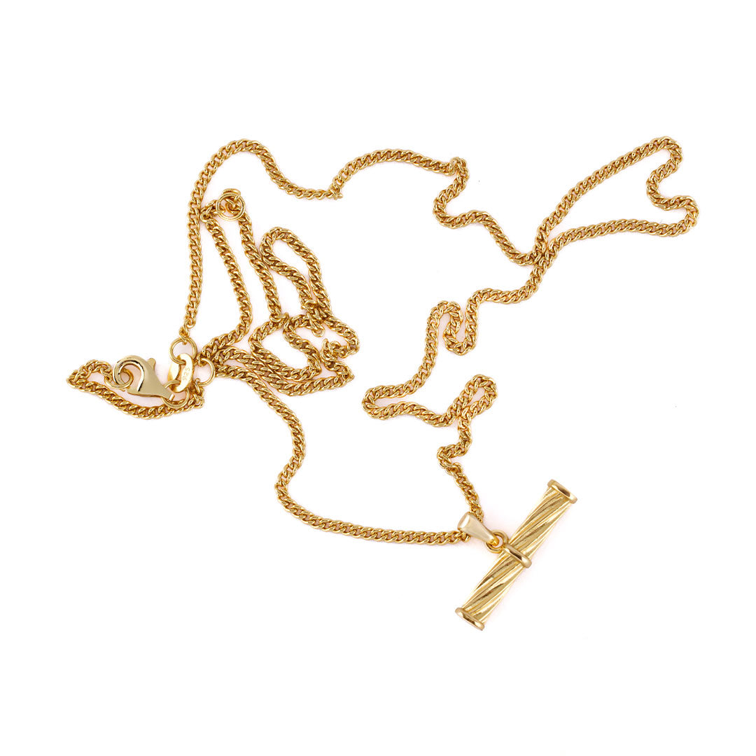 Gold Helix T-Bar Necklace