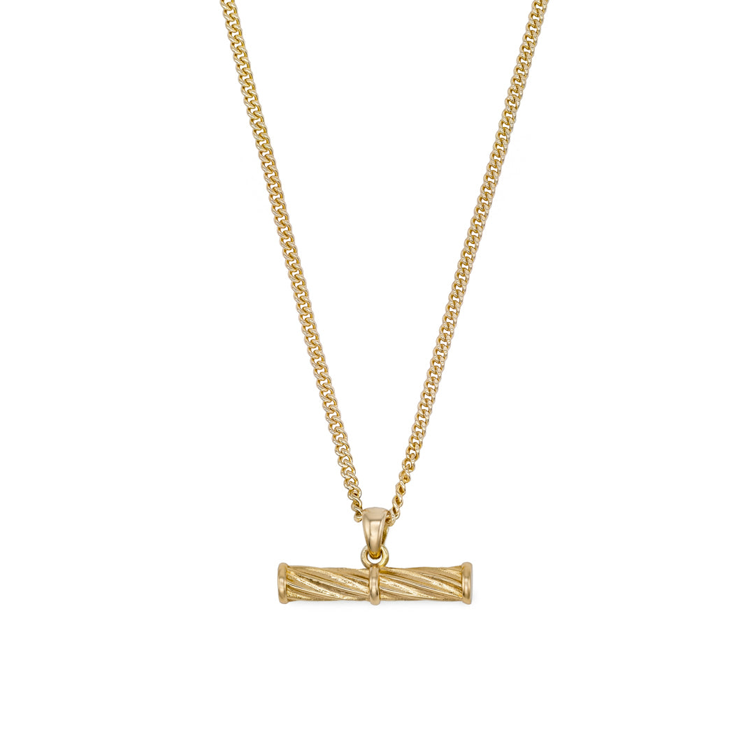 Gold Helix T-Bar Necklace