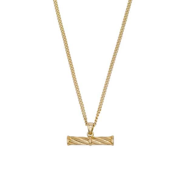 Gold Helix T-Bar Necklace