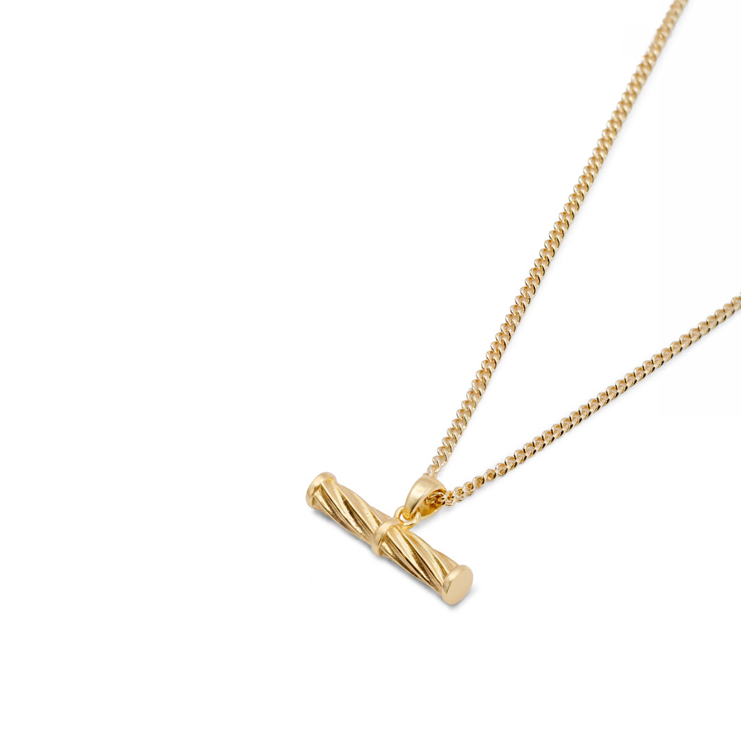 Gold Helix T-Bar Necklace