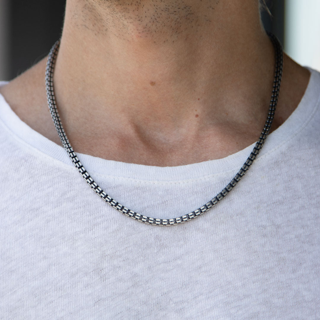 Silver Grooved Box Chain