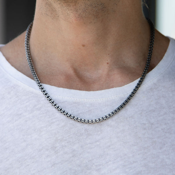 Silver Grooved Box Chain