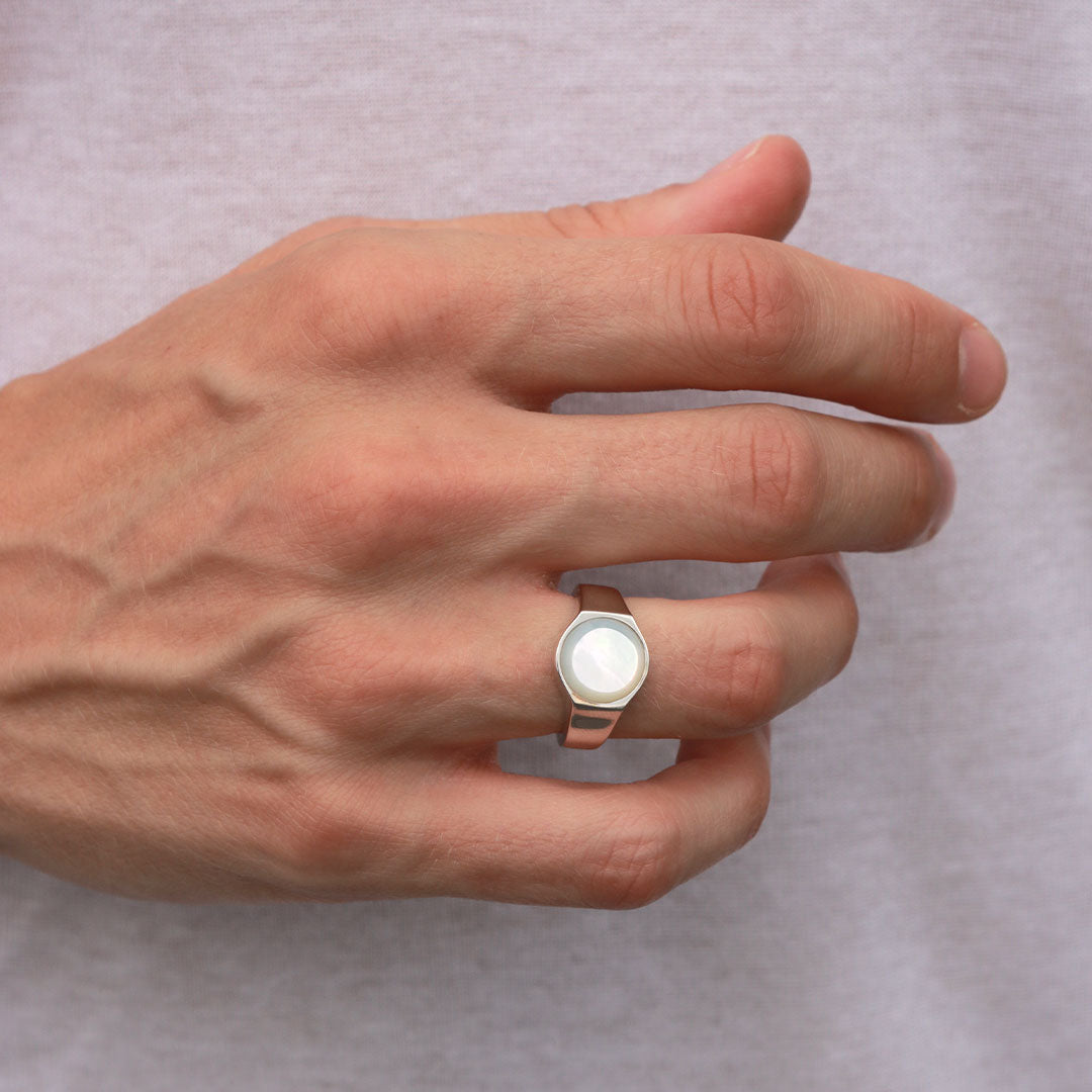 Silver Round Mother Of Pearl Ring - Serge DeNimes