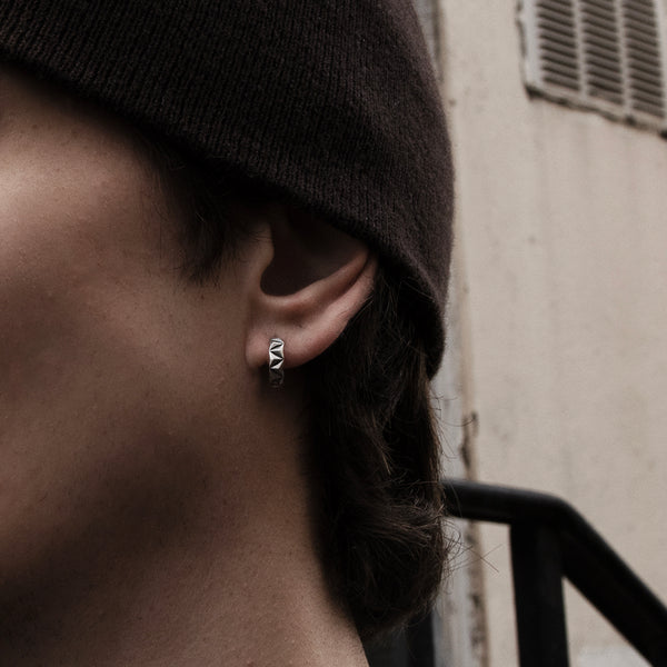 Silver Abstract Hoop Earring - Serge DeNimes