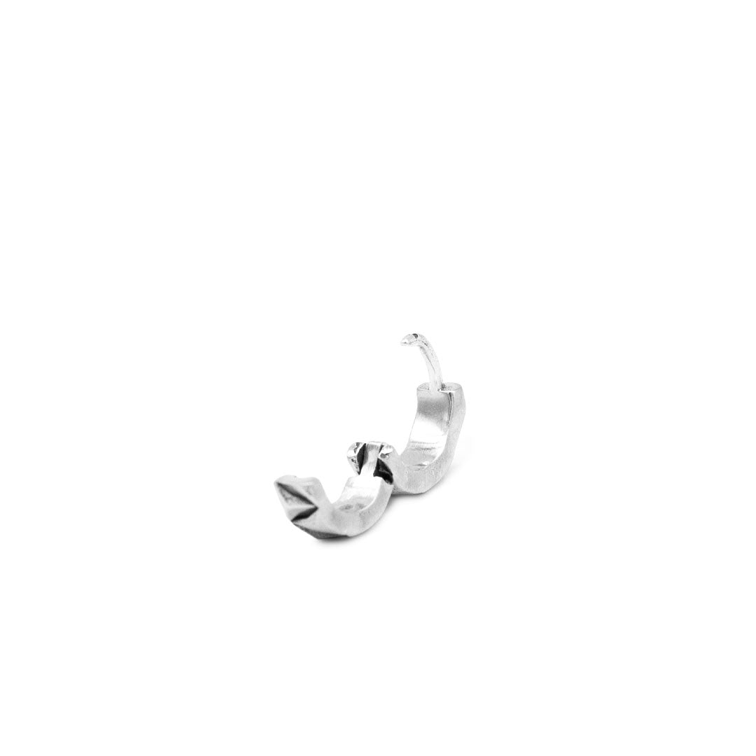 Silver Abstract Hoop Earring