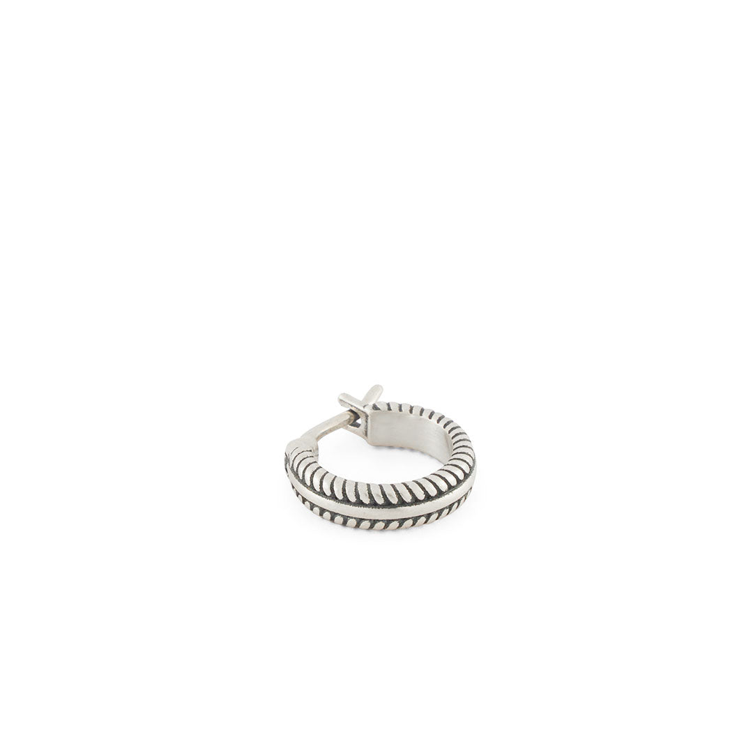 Silver hinge hoop earring with curved detailing along the edges - Serge DeNimes
