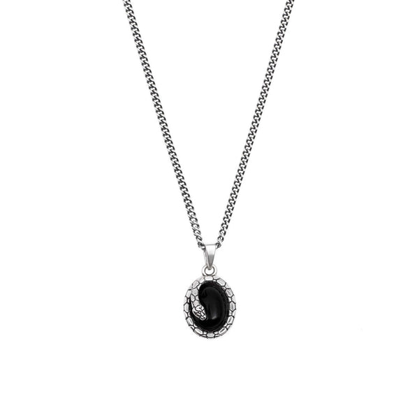 Silver Onyx Serpent Necklace - Serge DeNimes