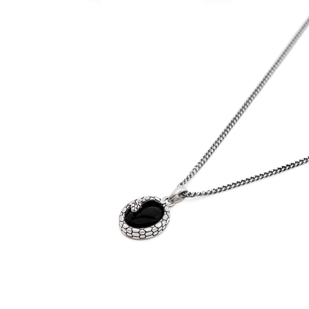 Silver Onyx Serpent Necklace - Serge DeNimes