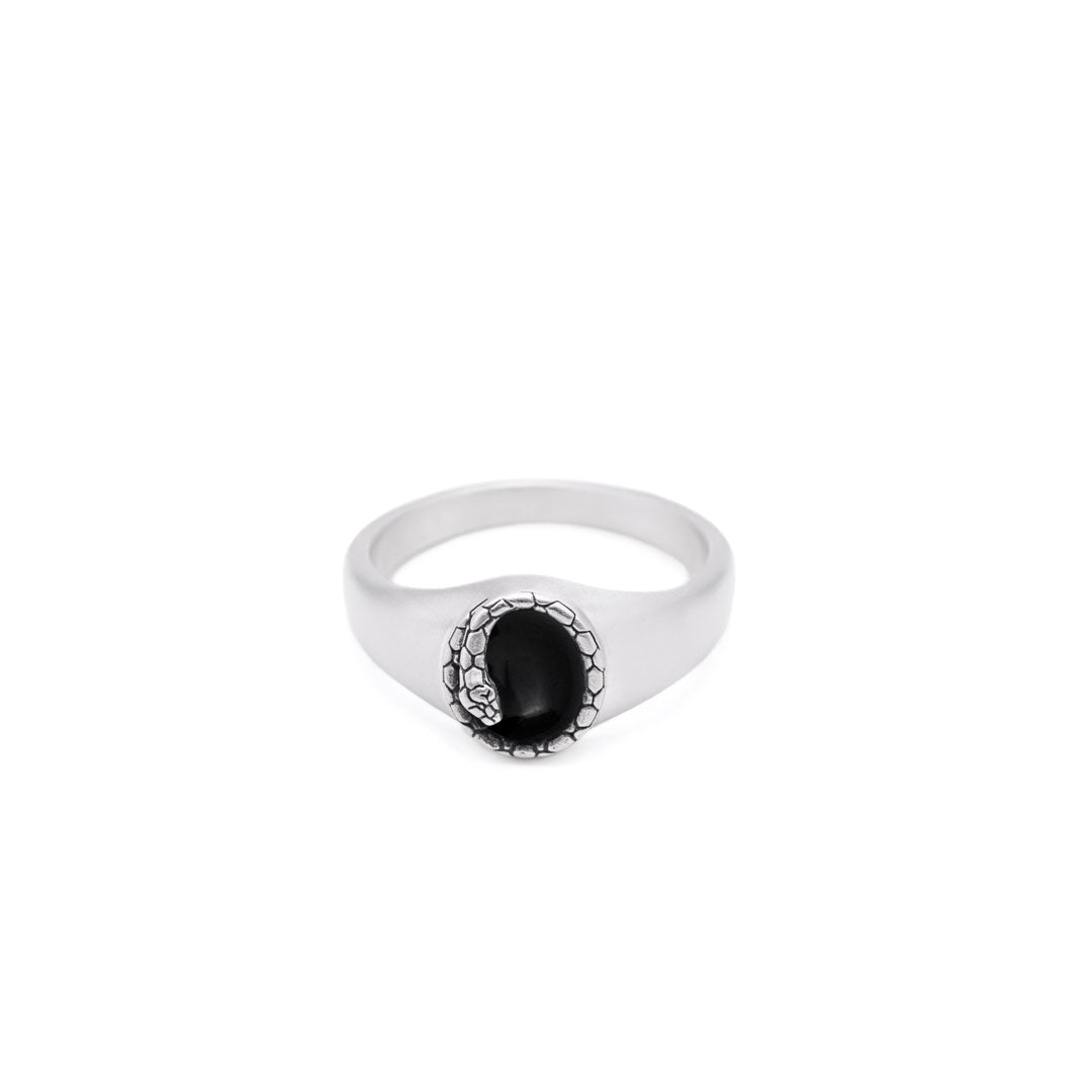 Silver Onyx Serpent Ring - Serge DeNimes
