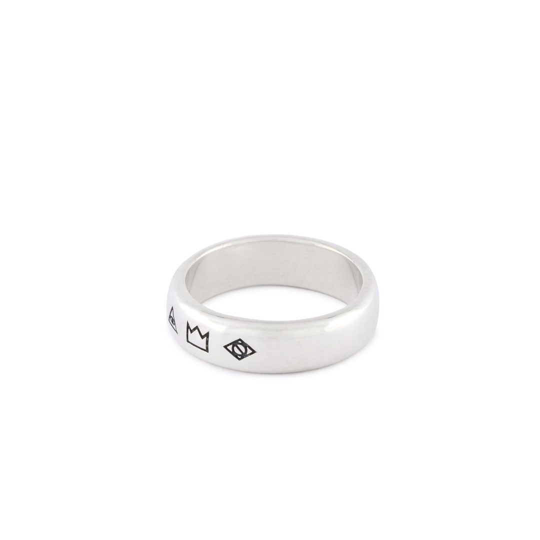 Silver 4 Symbols Ring