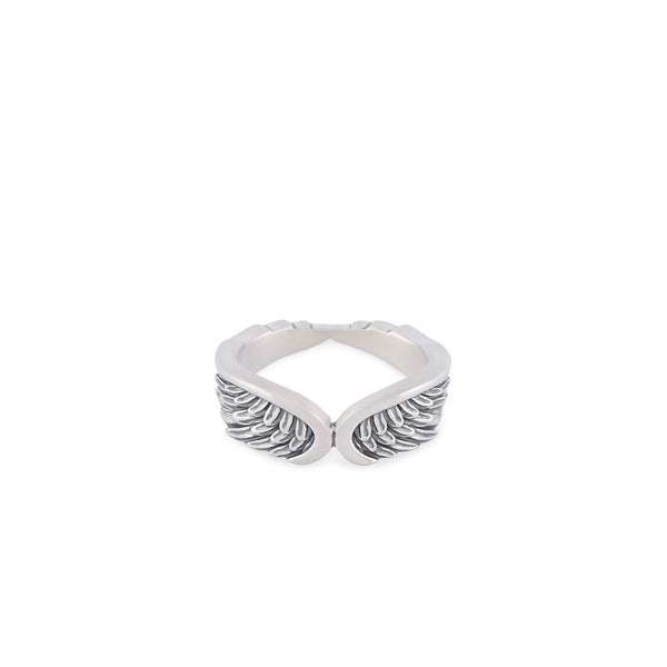Sterling Silver ring in the shape of a set of wings wrapping around in a circular shape - Serge DeNimes