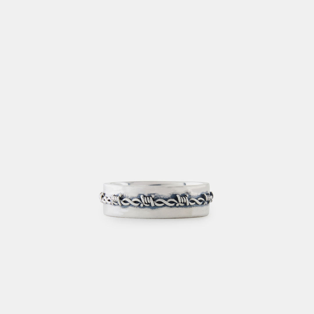 Silver Barbed Wire Ring