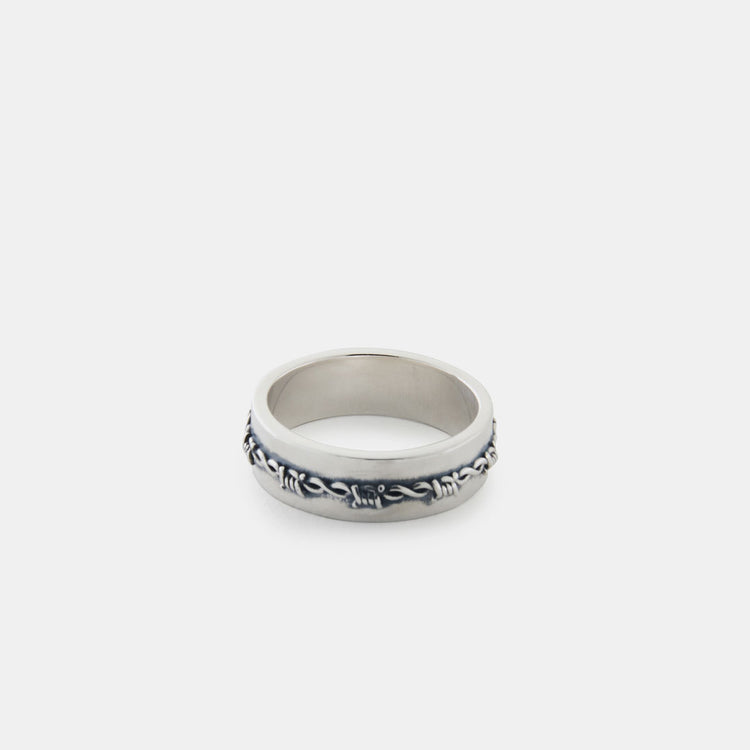 Silver Barbed Wire Ring