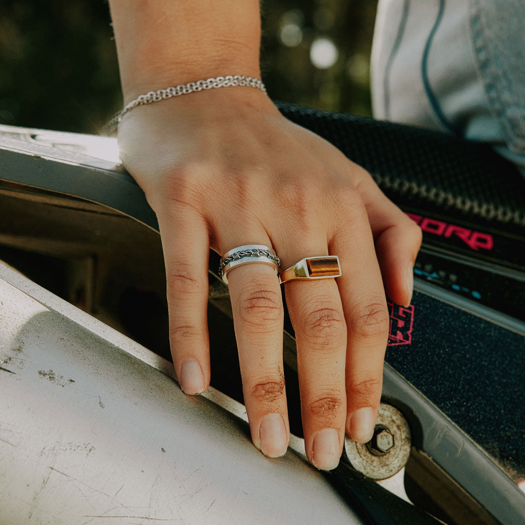 Silver Barbed Wire Ring