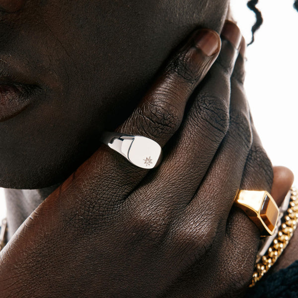 Silver Diamond Birthstone Ring - Serge DeNimes
