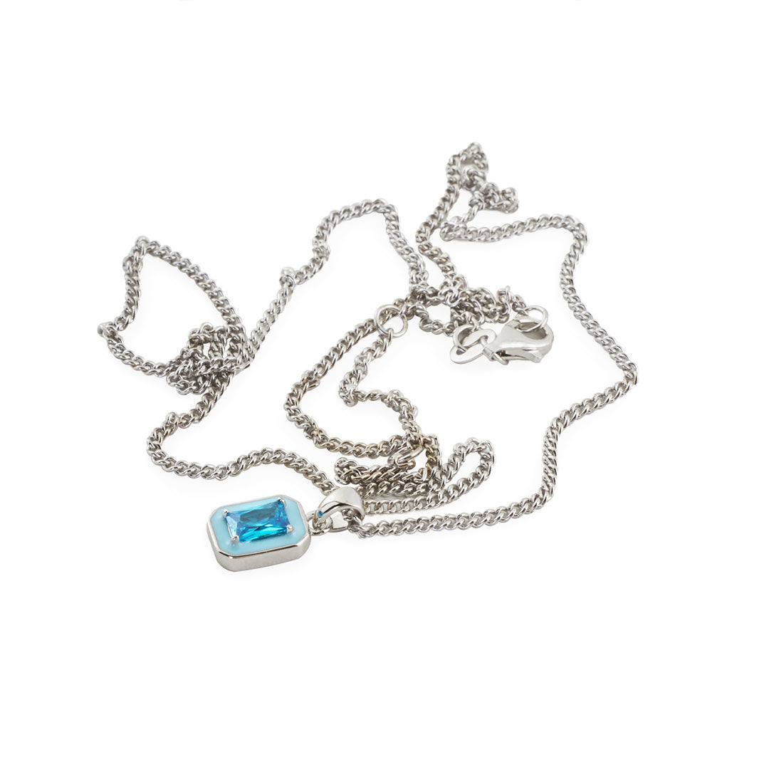 Silver Blue Blush Necklace