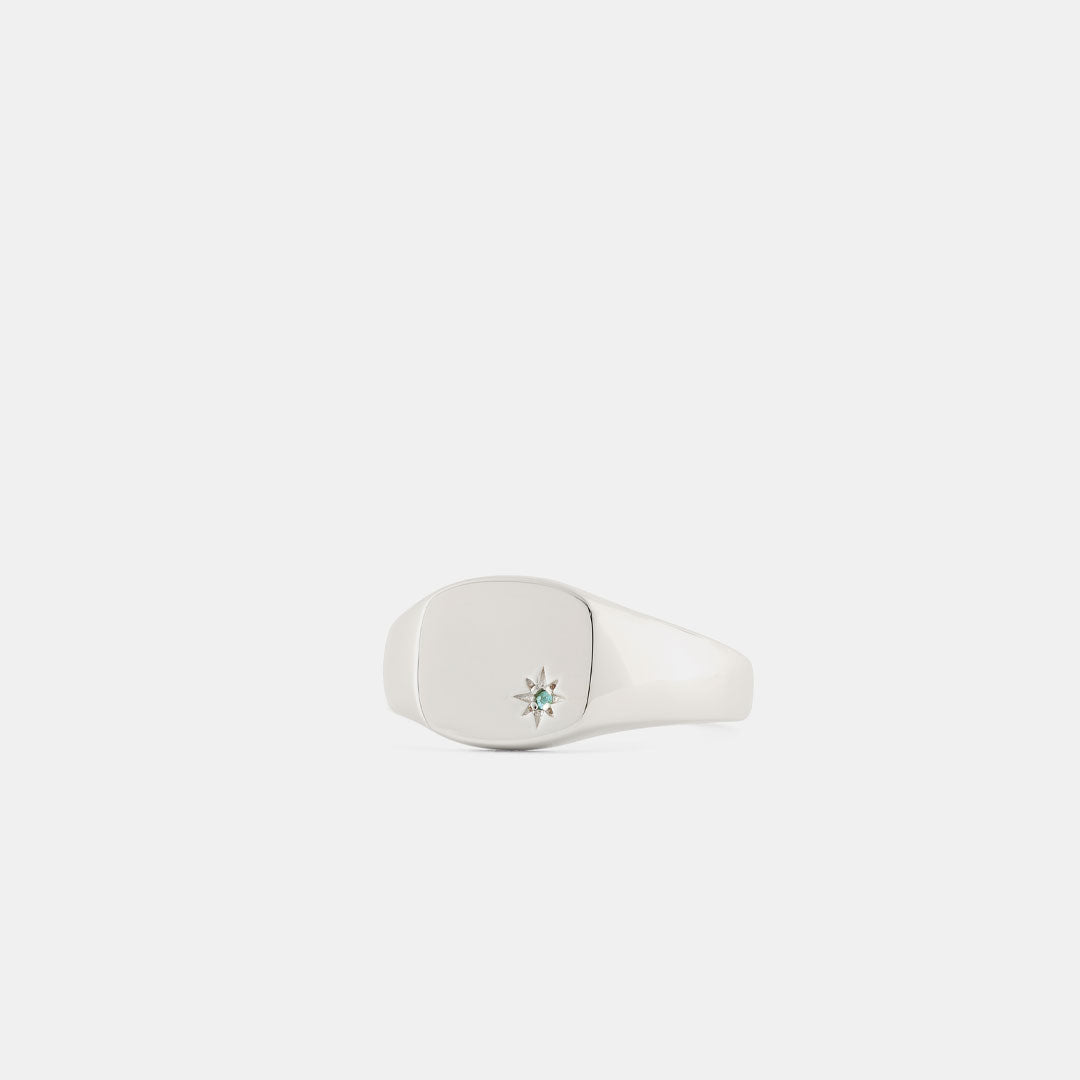 Silver Blue Topaz Birthstone Ring