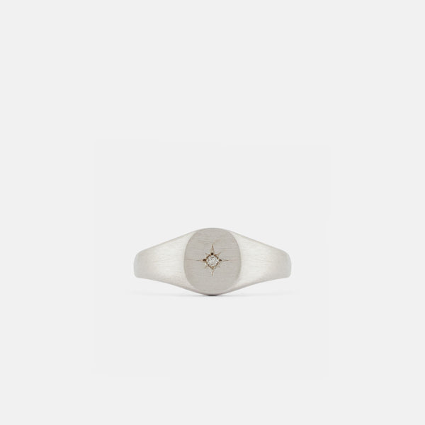 Silver Diamond Signet Ring