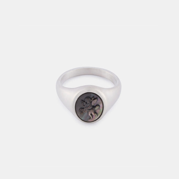 Silver Cherub Cameo Ring