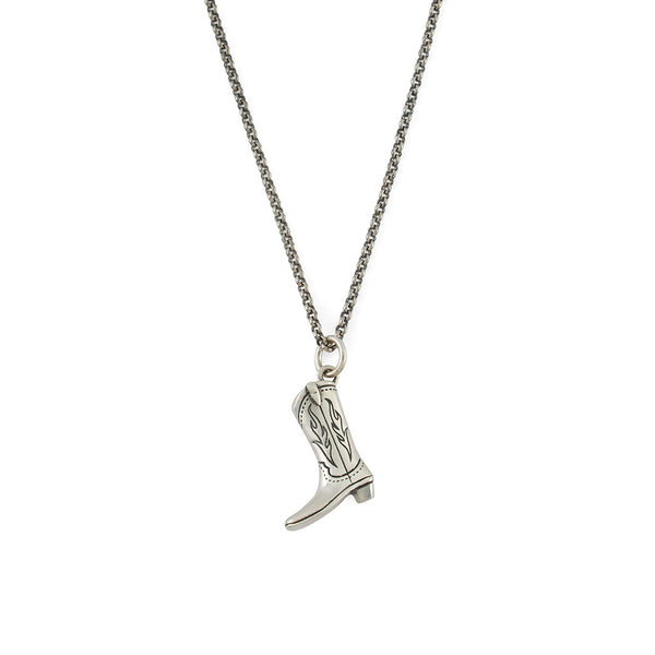 Silver Cowboy Boot Necklace