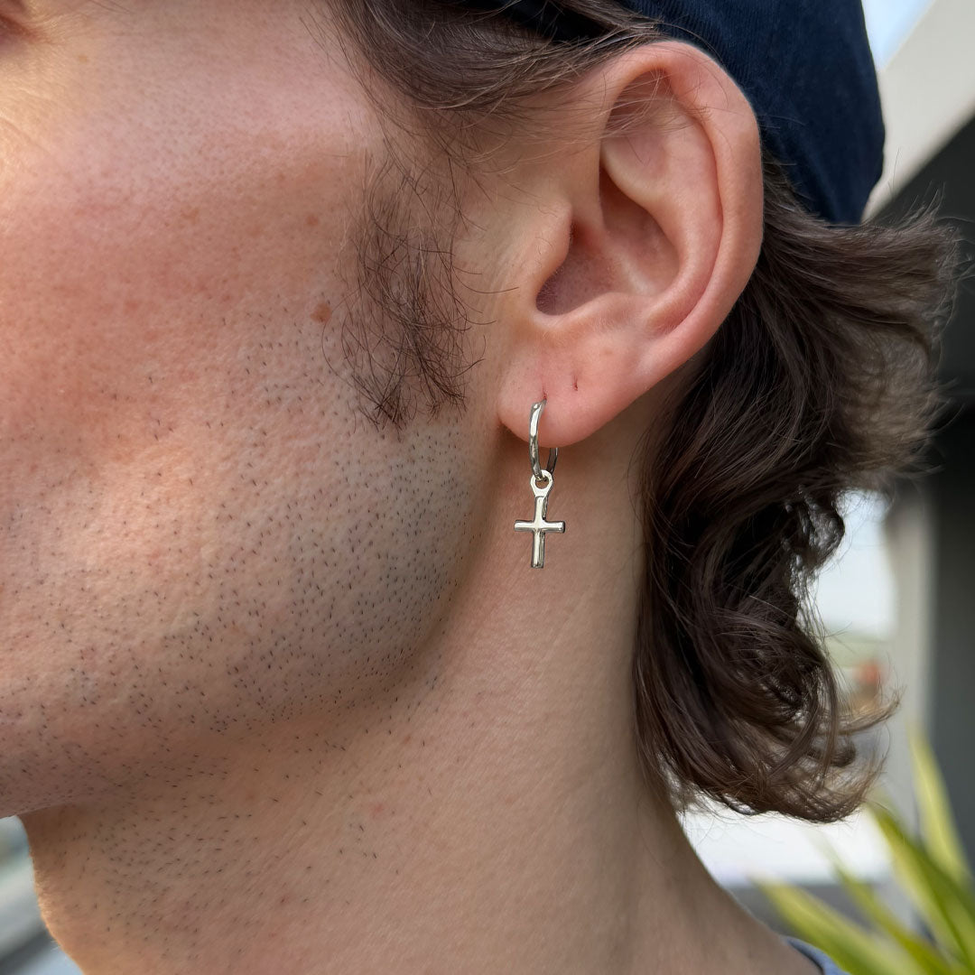 Silver Cross Pendant Earring - Serge DeNimes