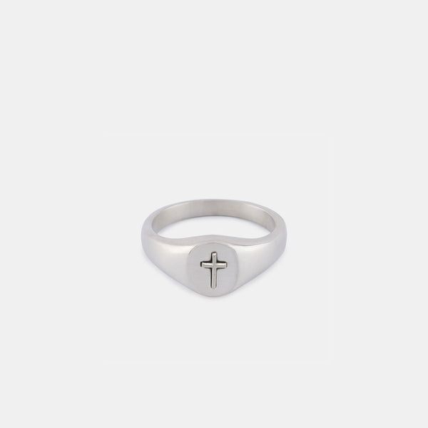 Silver Cross Signet Ring