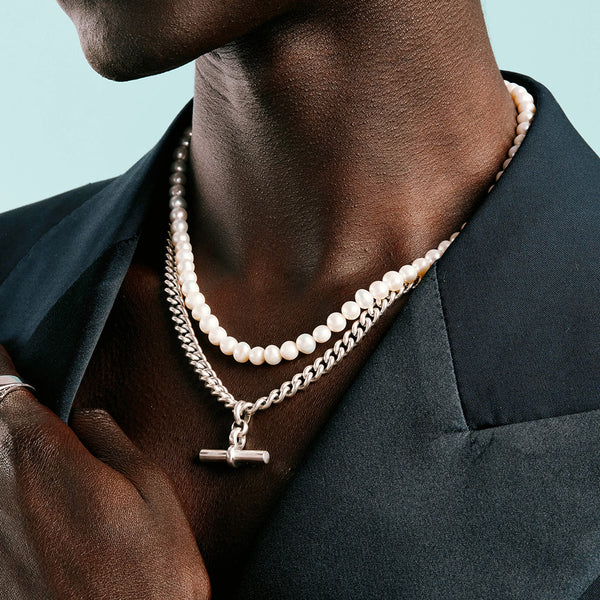 Silver Curb T-Bar Necklace - Serge DeNimes