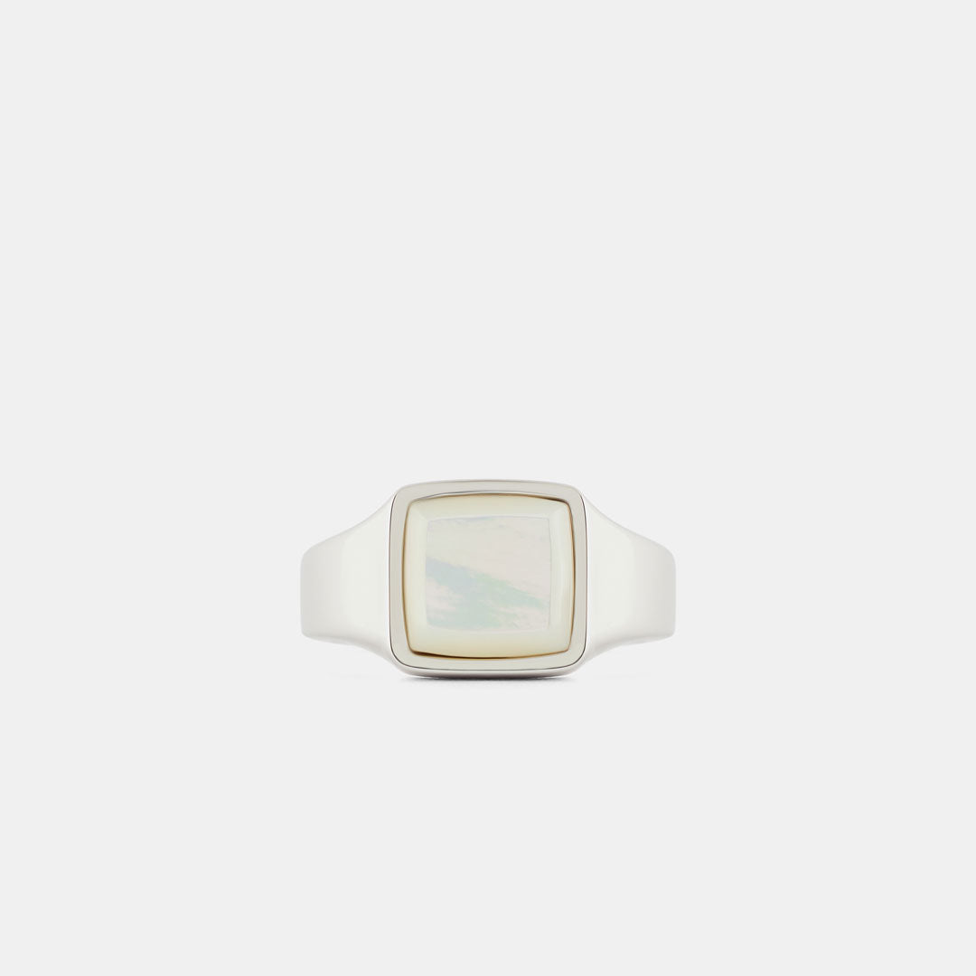 Silver Cushion Mother of Pearl Ring