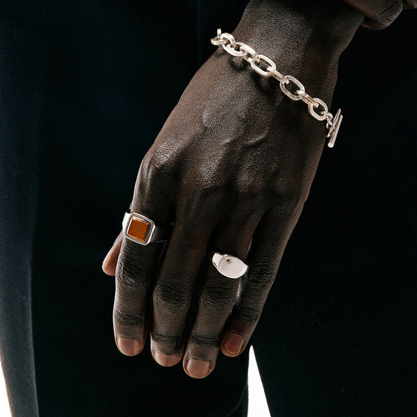 Silver Cushion Tigers Eye Ring - Serge DeNimes