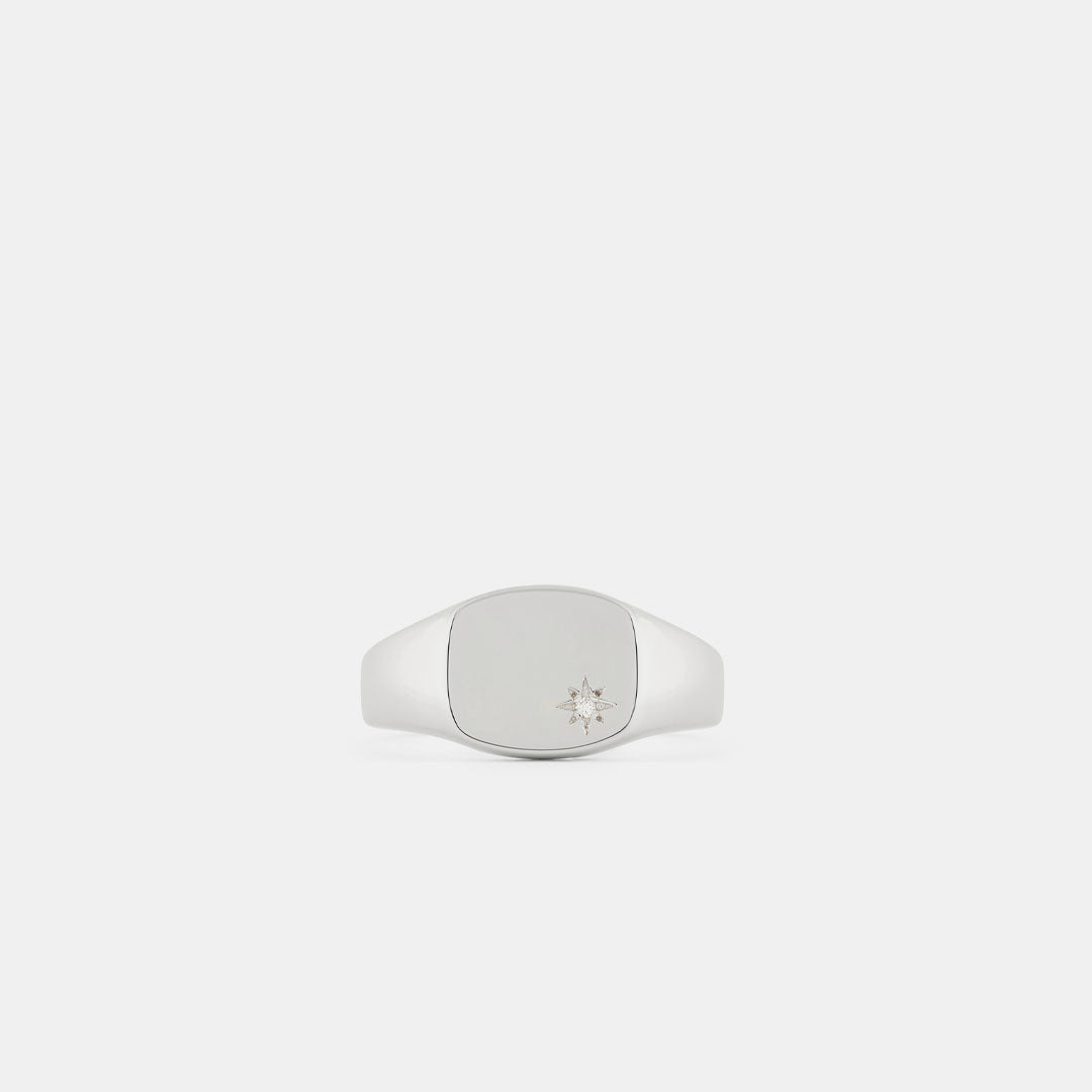 Silver Diamond Birthstone Ring