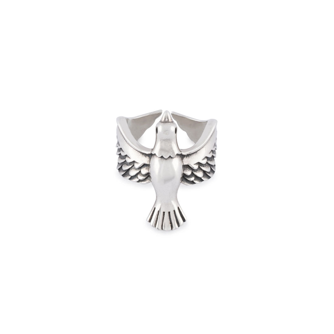 “Men’s 925 sterling silver adjustable dove ring — Serge DeNimes”
