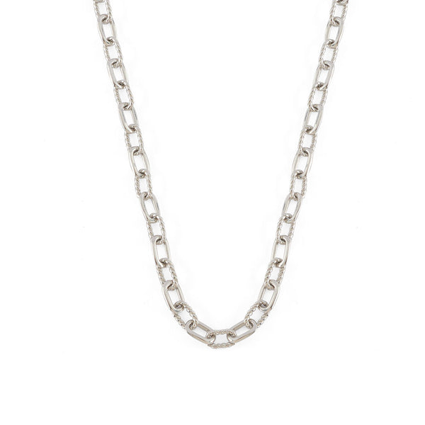 Gold plated silver neck chain with alternating plain and twisted oval links - Serge DeNimes