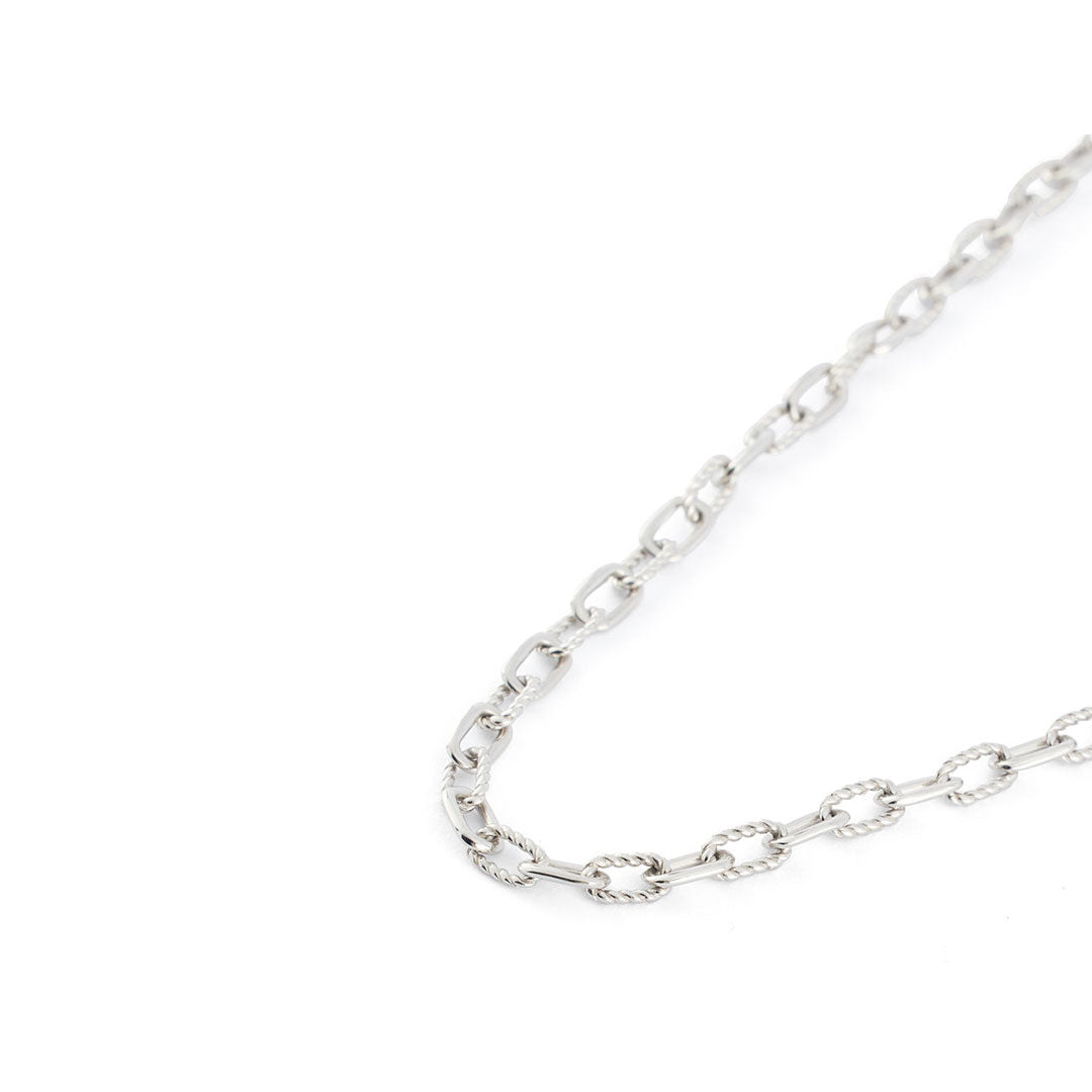 Gold plated silver neck chain with alternating plain and twisted oval links - Serge DeNimes