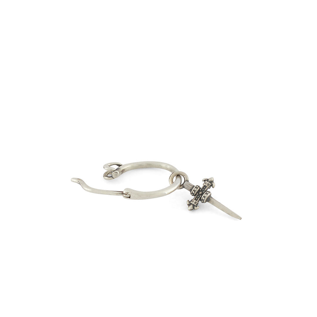 Sterling Silver hoop earring with a sword pendant - Serge DeNimes